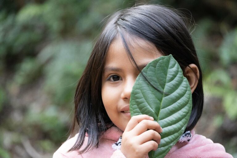 bioculturality girl with leaf
